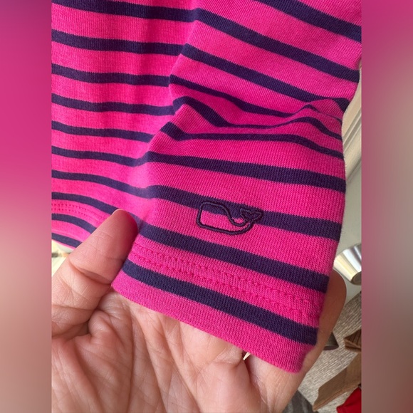 Vineyard Vines Crewneck Women’s Pima Cotton Modal Pink Navy Stripe Top Large - Picture 5 of 8